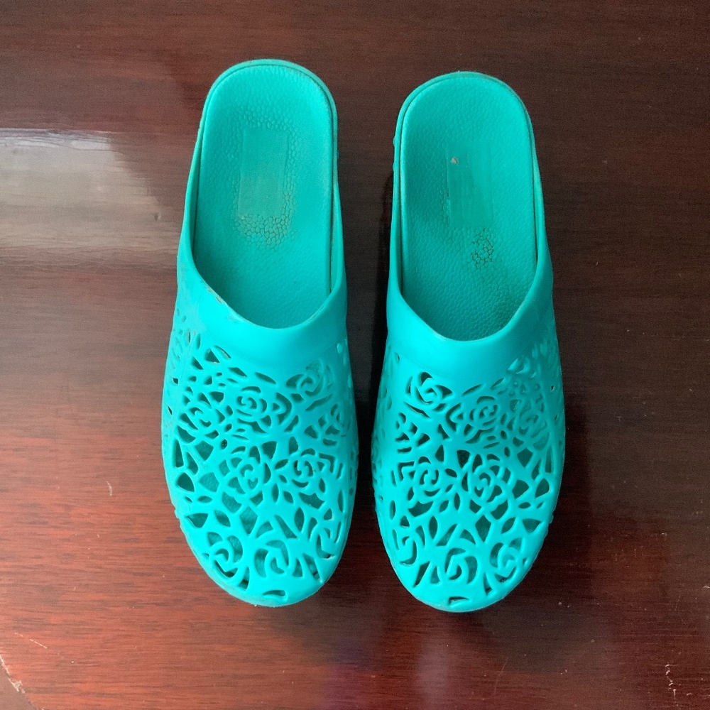 Dansko aqua rubber summer clogs